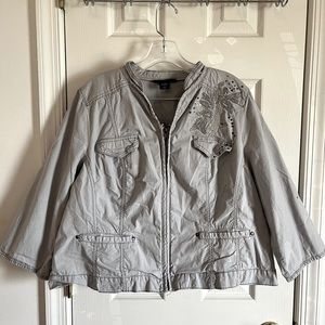 Lane Bryant Grey 3/4 Length Sleeve Jacket